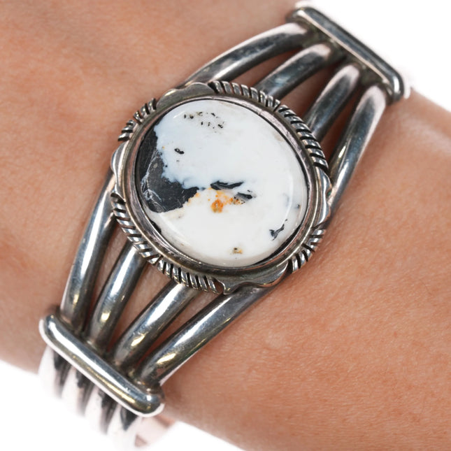 6.5" Jerry Johnson Navajo Sterling white buffalo cuff bracelet - Estate Fresh Austin