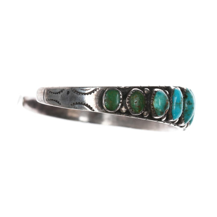 6 7/8" c1920's Navajo ingot silver turquoise row cuff bracelet