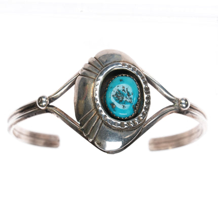 6.25" 70's-80's Navajo sterling turquoise shadowbox cuff bracelet