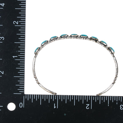 6.5" 1960's Bell Trading post sterling turquoise row cuff bracelet