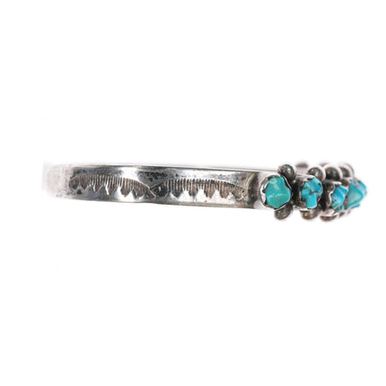 6.25" 40's-50's Zuni sterling carved turquoise row cuff bracelet