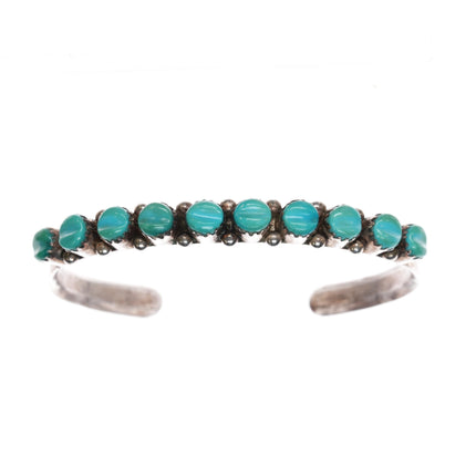 6.25" D & V Ahiyite Zuni sterling turquoise row cuff bracelet