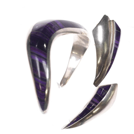 6 3/8" Sterling/14k Sugilite Channel inlay cuff bracelet and earrings