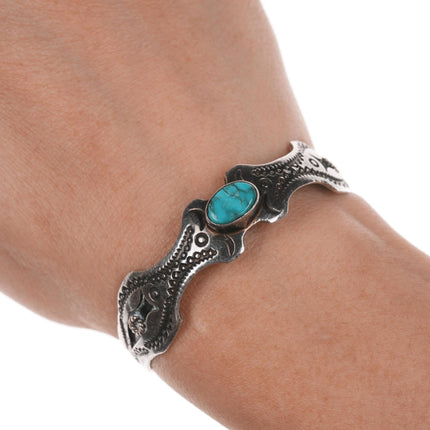 6" Vintage Southwestern sterling and turquoise cuff bracelet