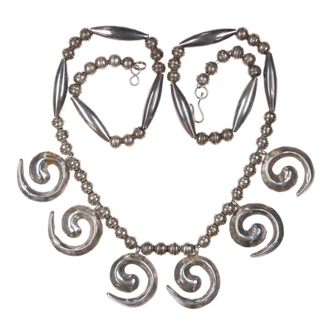 c1970's M Native American modernist sterling necklace - Estate Fresh Austin