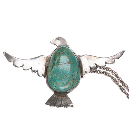 Odd Vintage Native American sterling/turquoise thunderbird pendant