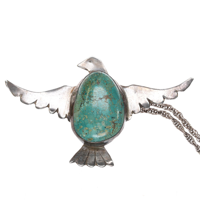 Odd Vintage Native American sterling/turquoise thunderbird pendant