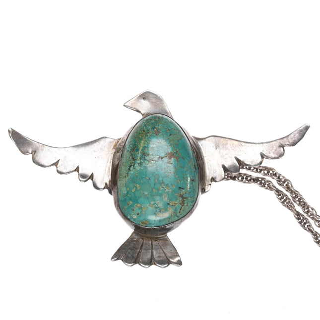 Odd Vintage Native American sterling/turquoise thunderbird pendant - Estate Fresh Austin