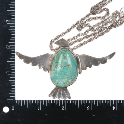 Odd Vintage Native American sterling/turquoise thunderbird pendant