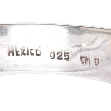 7" retro Mexican Sterling stone clamper bangle bracelet