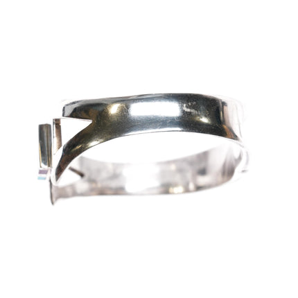 7" retro Mexican Sterling stone clamper bangle bracelet