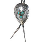 c1960 c-31 Navajo Overlay turquoise Large bolo tie sterling silver - Estate Fresh Austin