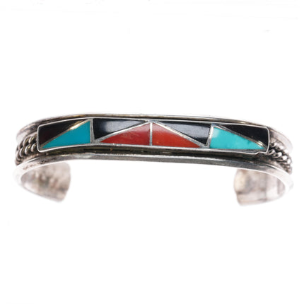 6" C-R Zunie sterling channel inlay cuff bracelet