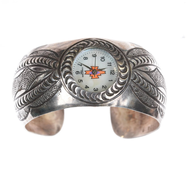 6.375" Carson Blackgoat Navajo Sterling watch cuff bracelet - Estate Fresh Austin