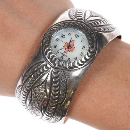 6 3/8" Carson Blackgoat Navajo Sterling watch cuff bracelet