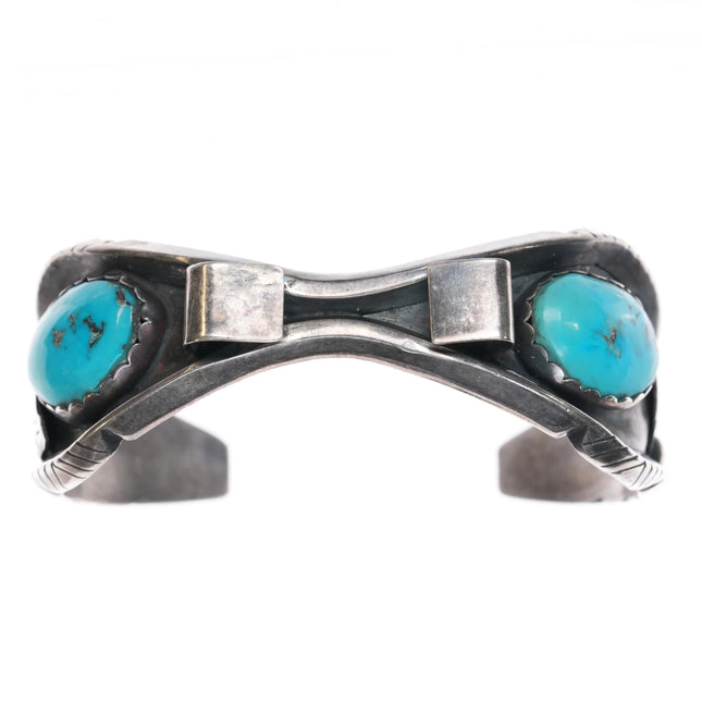 6.25" R Platero Navajo sterling and turquise watch cuff bracelet - Estate Fresh Austin