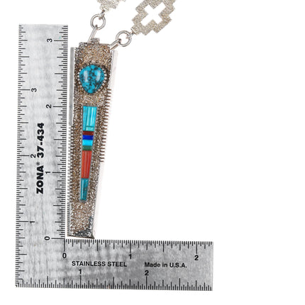 Boyd Tsosie Navajo Tufa Cast silver high grade turquoise cobblestone pendant