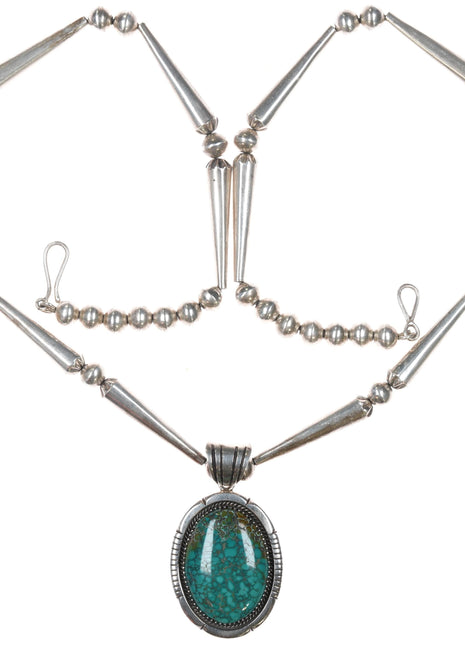 Mary Marie Yazzie Lincoln Sterling high grade spiderweb turquoise pendant necklace