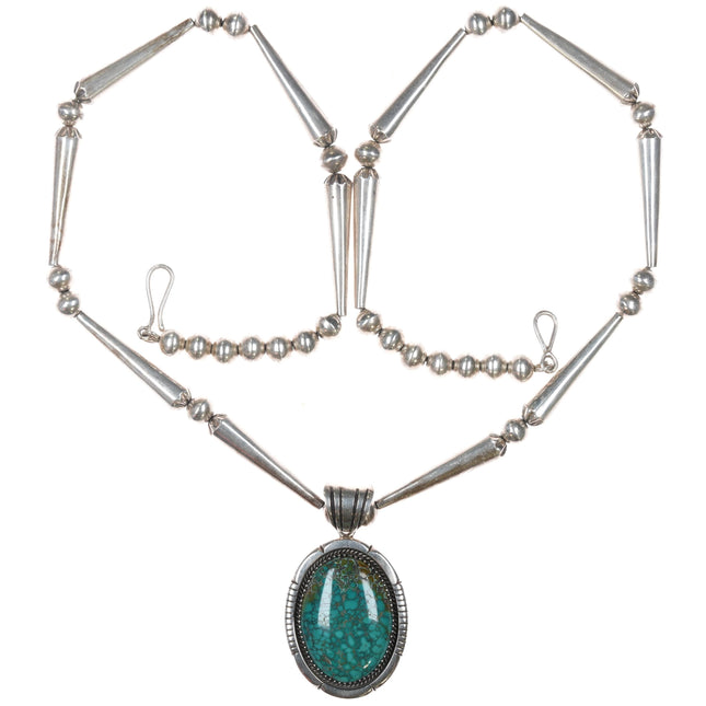 Mary Marie Yazzie Lincoln Sterling high grade spiderweb turquoise pendant necklace