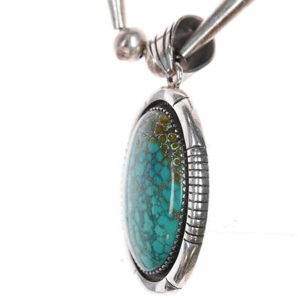 Mary Marie Yazzie Lincoln Sterling high grade spiderweb turquoise pendant necklace