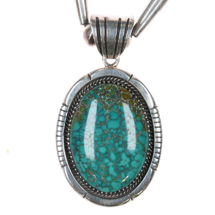 Mary Marie Yazzie Lincoln Sterling high grade spiderweb turquoise pendant necklace