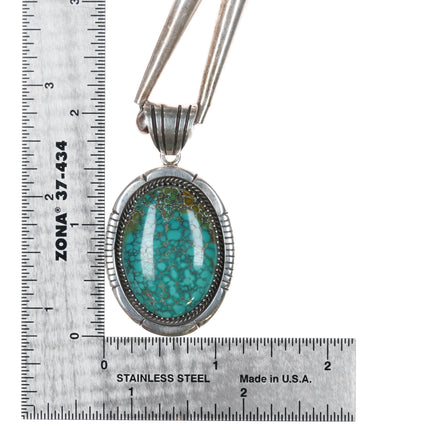 Mary Marie Yazzie Lincoln Sterling high grade spiderweb turquoise pendant necklace