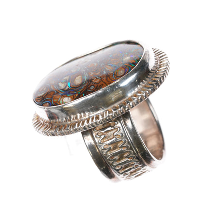 sz9.5 Large RKB Sterling Boulder Opal ring