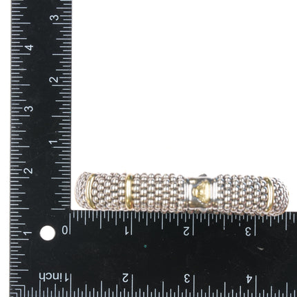 6.5" 18k/Sterling Lagos Signature Caviar Gold Station Bracelet | 15mm