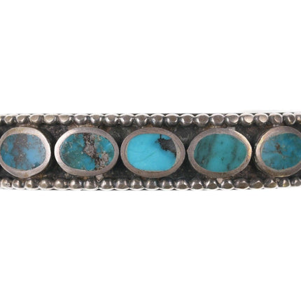 6" Sturdy Vintage Native American Turquoise Sterling cuff bracelet