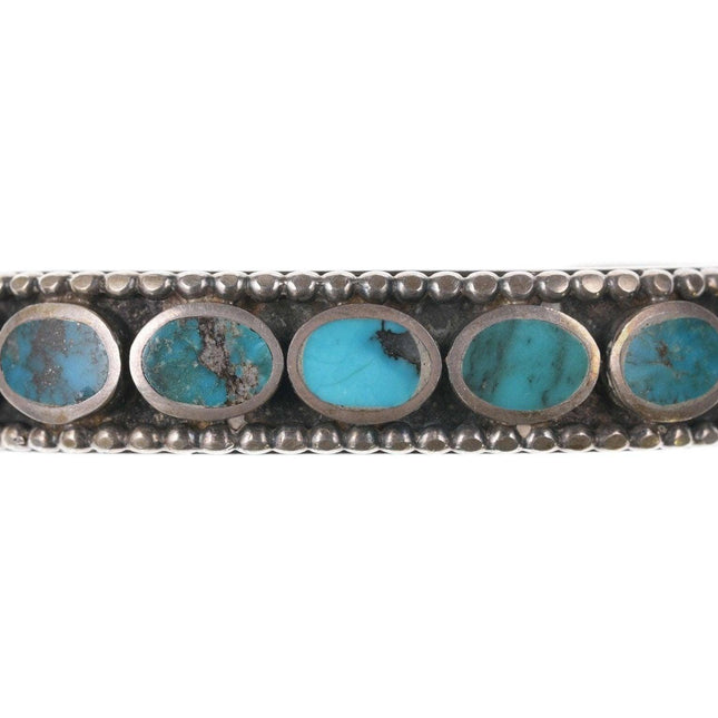 6" Sturdy Vintage Native American Turquoise Sterling cuff bracelet