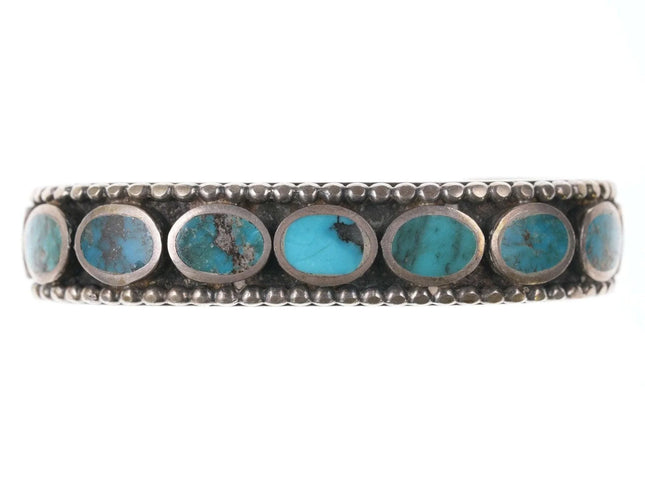 6" Sturdy Vintage Native American Turquoise Sterling cuff bracelet - Estate Fresh Austin