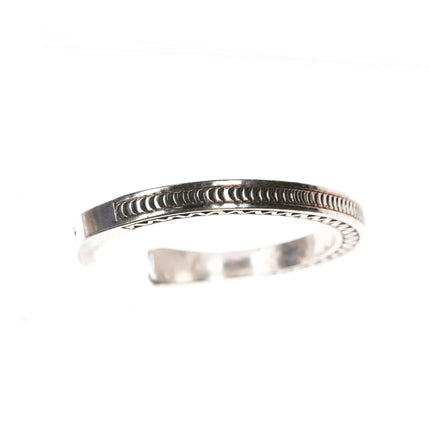 6.12" Roger Skeet Jr Navajo heavy stamped silver cuff bracelet - Estate Fresh Austin