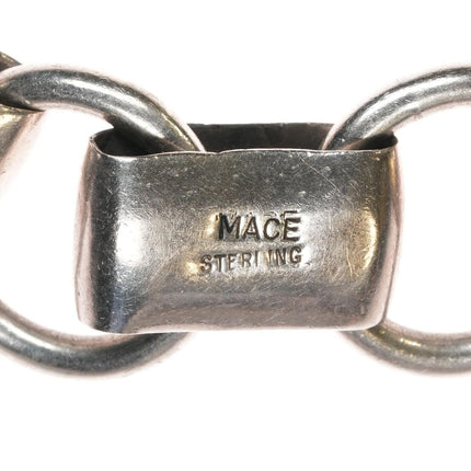 7" Harvey Mace Navajo thick sterling/coral link bracelet - Estate Fresh Austin