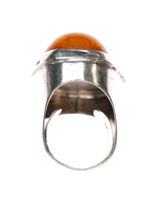 sz10.5 (Adjustable) Rebecca Collins Butterscotch Amber/Coral sterling ring