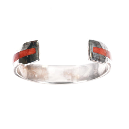 6.25" Larry Martinez Chavez Navajo sterling channel inlay cuff bracelet - Estate Fresh Austin