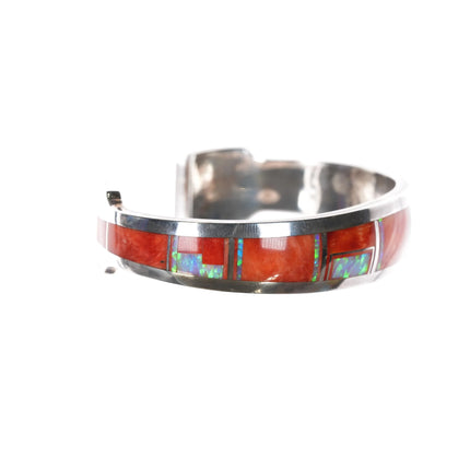 6.25" Larry Martinez Chavez Navajo sterling channel inlay cuff bracelet - Estate Fresh Austin