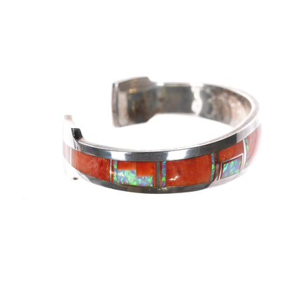 6.25" Larry Martinez Chavez Navajo sterling channel inlay cuff bracelet - Estate Fresh Austin