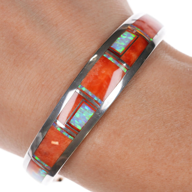 6.25" Larry Martinez Chavez Navajo sterling channel inlay cuff bracelet - Estate Fresh Austin