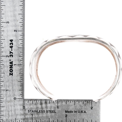 6.75" 1970's Navajo sterling chip inlay wide band cuff bracelet - Estate Fresh Austin