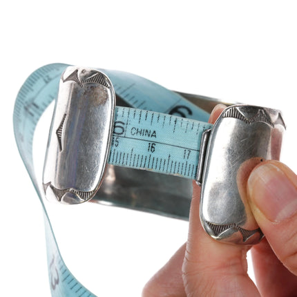 6.75" 1970's Navajo sterling chip inlay wide band cuff bracelet - Estate Fresh Austin