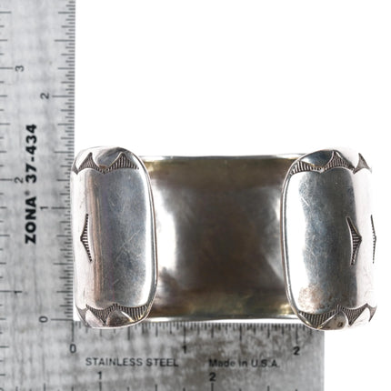 6.75" 1970's Navajo sterling chip inlay wide band cuff bracelet - Estate Fresh Austin