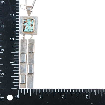 Carl and Irene Clark Navajo sterling high grade turquoise pendant necklace