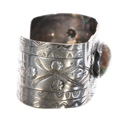 6.5" c1940's Cerrillos Turquoise sterling Navajo Curio Fred Harvey cuff bracelet - Estate Fresh Austin