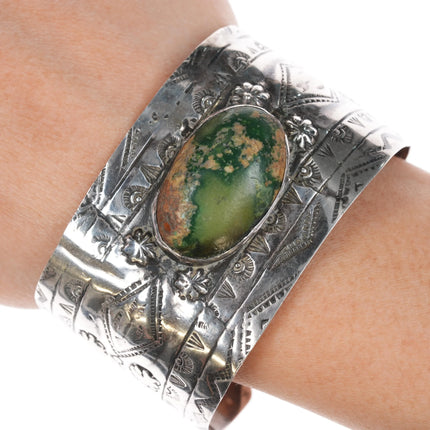 6.5" c1940's Cerrillos Turquoise sterling Navajo Curio Fred Harvey cuff bracelet - Estate Fresh Austin
