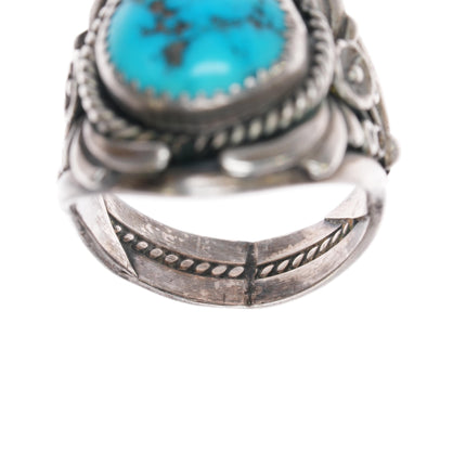 sz10.5 c1970's Navajo sterling and turquoise blossom ring