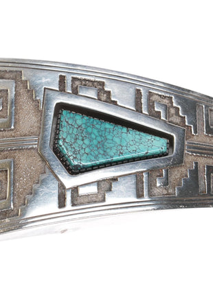 RJ Scott Navajo sterling high grade spiderweb turquoise belt buckle