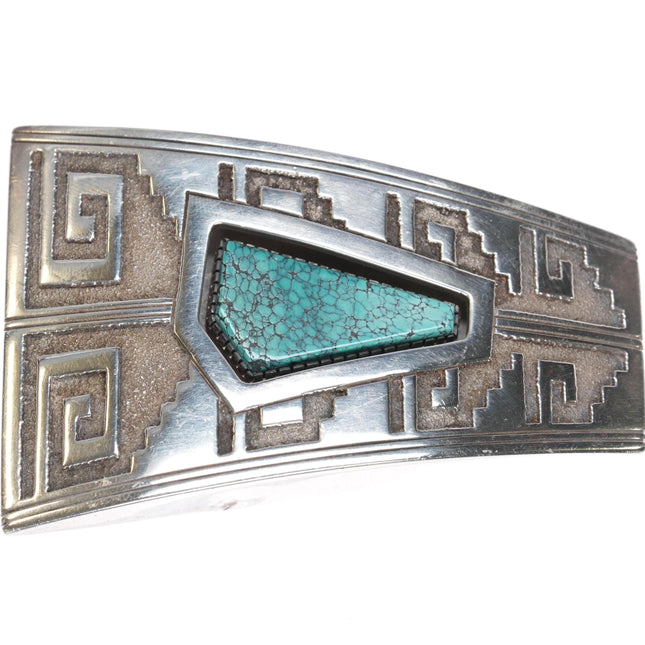 RJ Scott Navajo sterling high grade spiderweb turquoise belt buckle