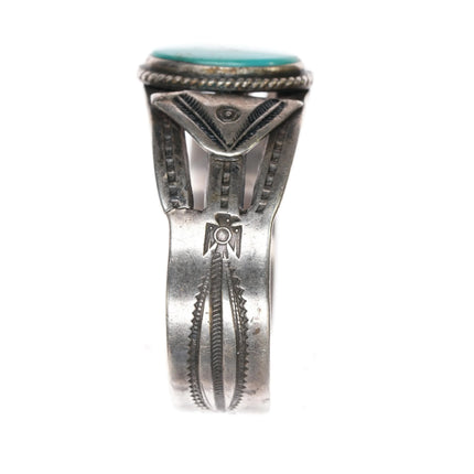 6.375" c1940's Gem Silica Navajo sterling cuff bracelet - Estate Fresh Austin