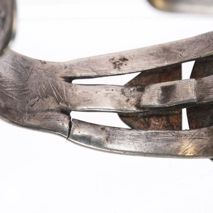6.375" c1940's Gem Silica Navajo sterling cuff bracelet - Estate Fresh Austin