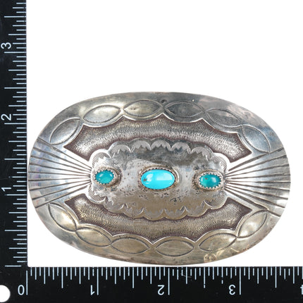 Vintage Navajo sterling 3 turquoise belt buckle